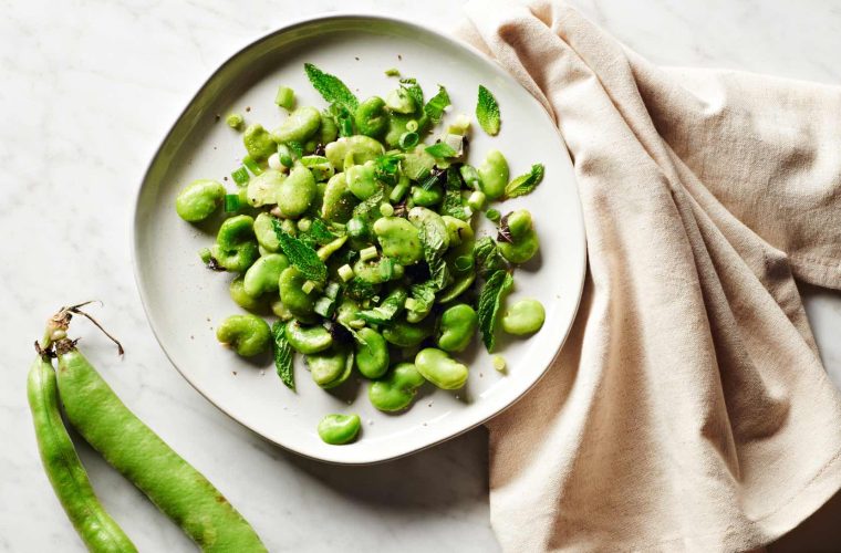 Fresh Fava Beans With Mint and Scallions